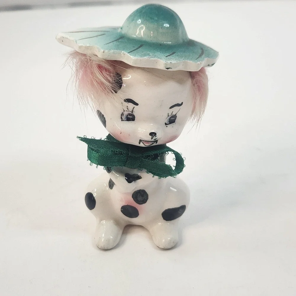 Vintage 50s-60s Spotted Dog Ceramic Figurine 4